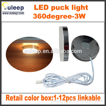 2W 3W 4W led puck light,led cabinet light, led under cabinet light, install by magnetic
